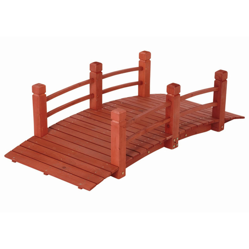 PierSurplus Wooden Garden Bridge with Double Rails & Reviews Wayfair